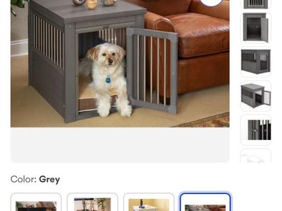 Grey Aesthetic Dog Crate Furniture - New in Box - Modern Pet Kennel & End Table
