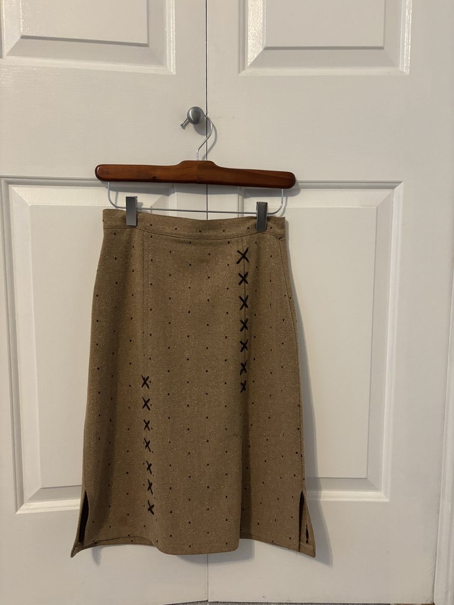 Chic Retro Tan Tweed Skirt 