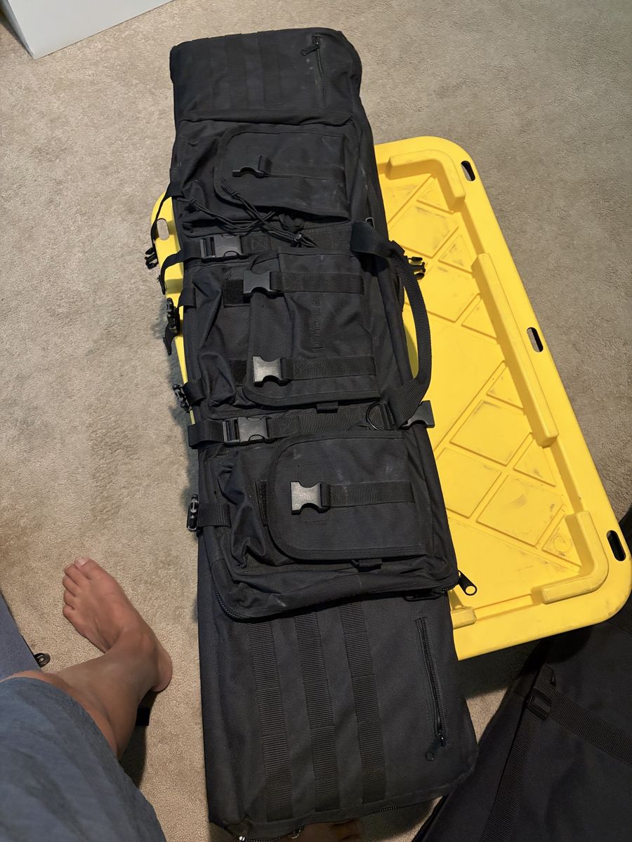 Black Tactical Rifle Case Padded 42-inch with External Pockets and Shoulder Strap