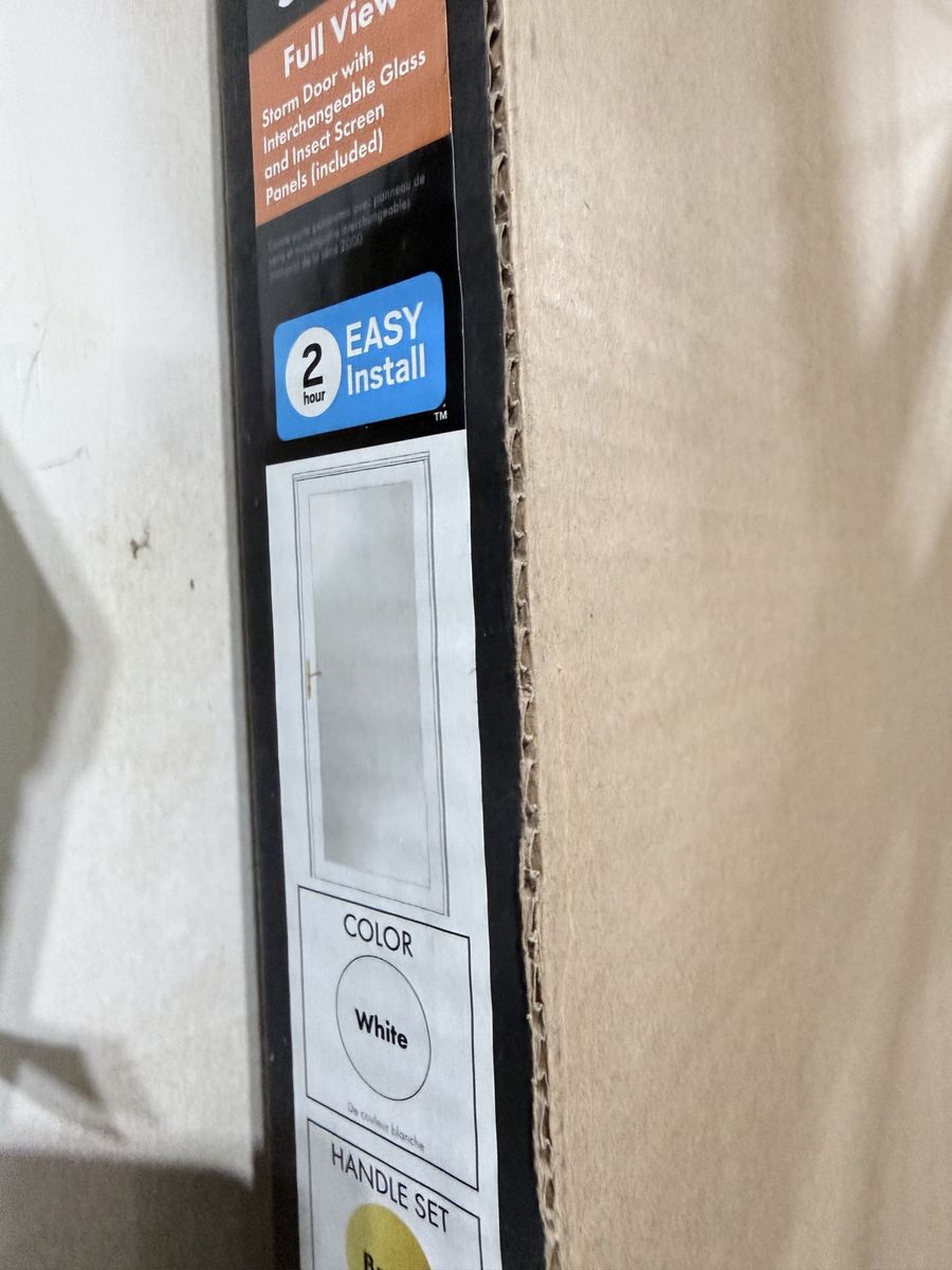 Full View Storm Door 36" x 80" White with Brass Handle