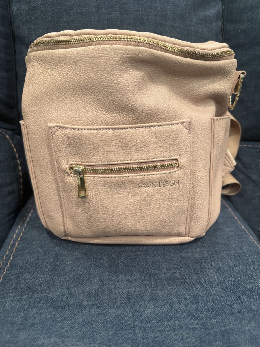Fawn Design Faux Leather Blush Pink Diaper Bag Backpack