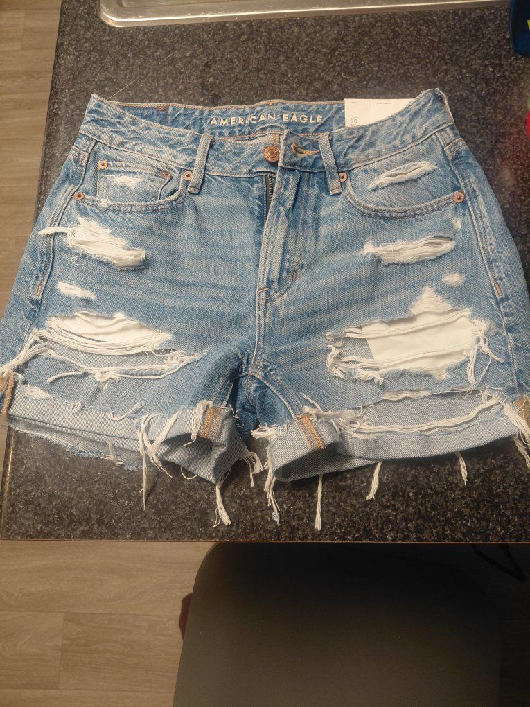 American Eagle Tomgirl Low Rise Distressed Denim Shorts - Size 00 (24W)