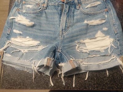 American Eagle Tomgirl Low Rise Distressed Denim Shorts - Size 00 (24W)