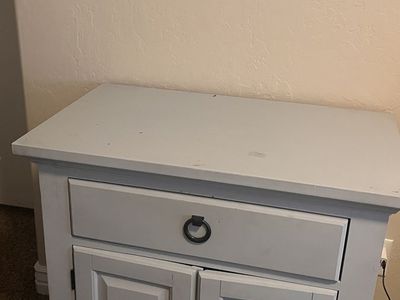 Light Gray Wooden Nightstand with Drawer & Cabinet - Good for Project