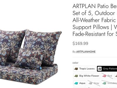 NEW--5 PC. OUTDOOR BENCH CUSHION SET