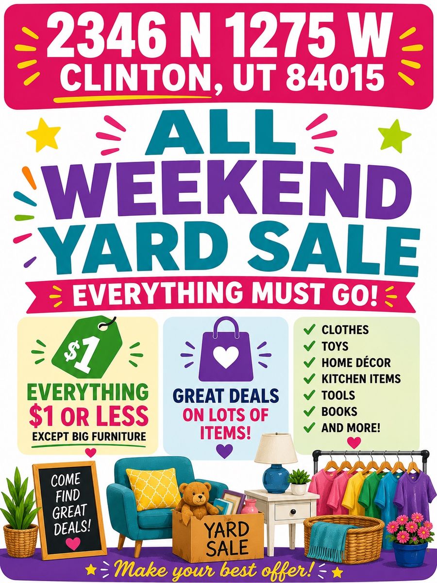 Everything $1 or less! YARD SALE!
