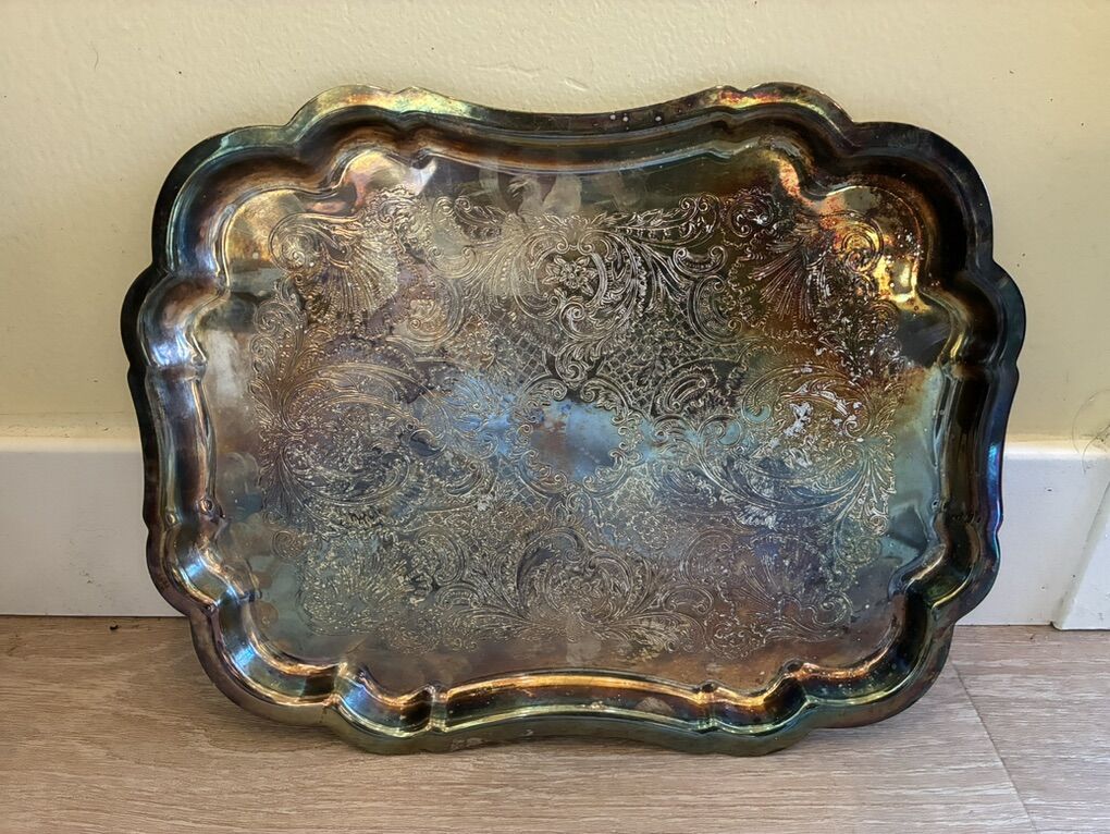 Vintage Silver- Plated Collectible Serving Tray.