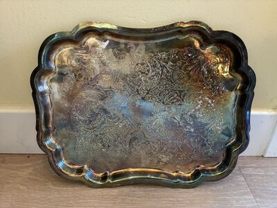 Vintage Silver- Plated Collectible Serving Tray.