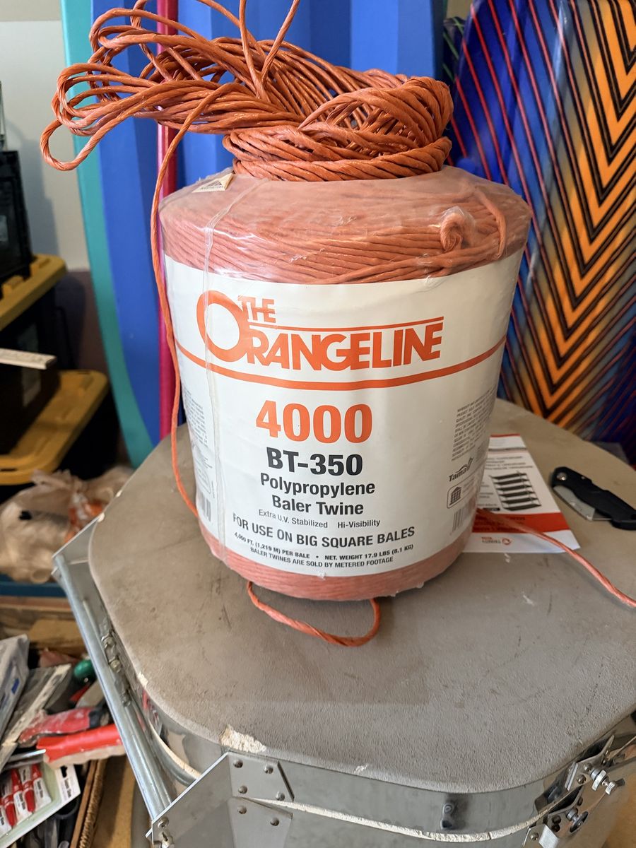 The Orangeline 4000 BT-350 Polypropylene Baler Twine - 17.9 lbs, Hi-Visibility Orange