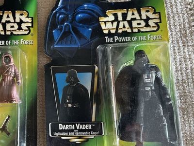 Vintage Star Wars Kenner The Power of the Force Green Card Darth Vader w/Lightsaber & Removable Cape Action Figures Collection 3