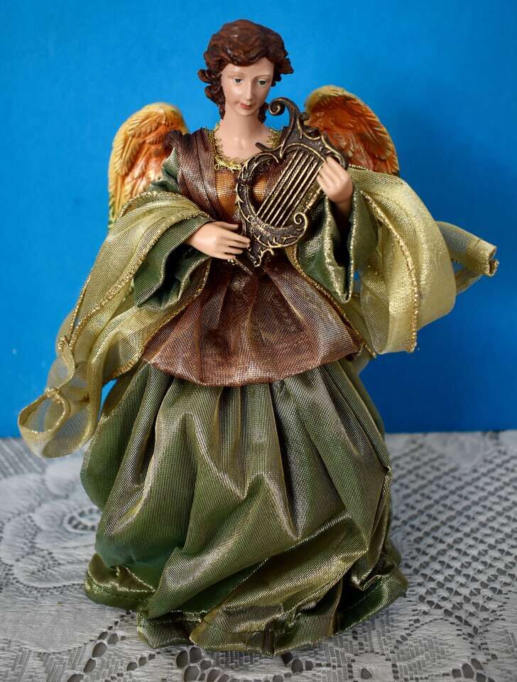 Decorative Christmas Tree Top Angel Decoration- Also Great Fun To Put Onto A Shelf For Fun Year Round Decor