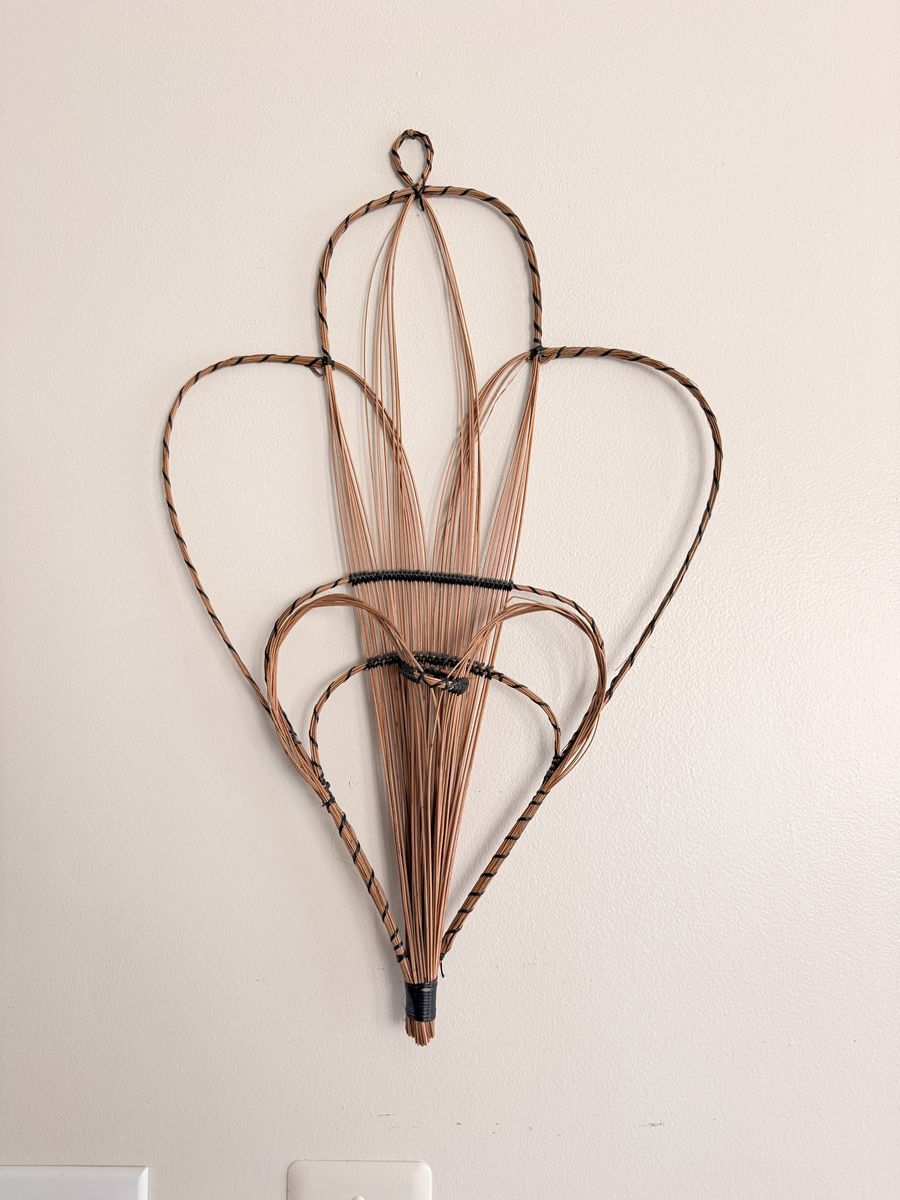 Handmade Woven Pine Wall Hanging Vase Decor Heart Art 