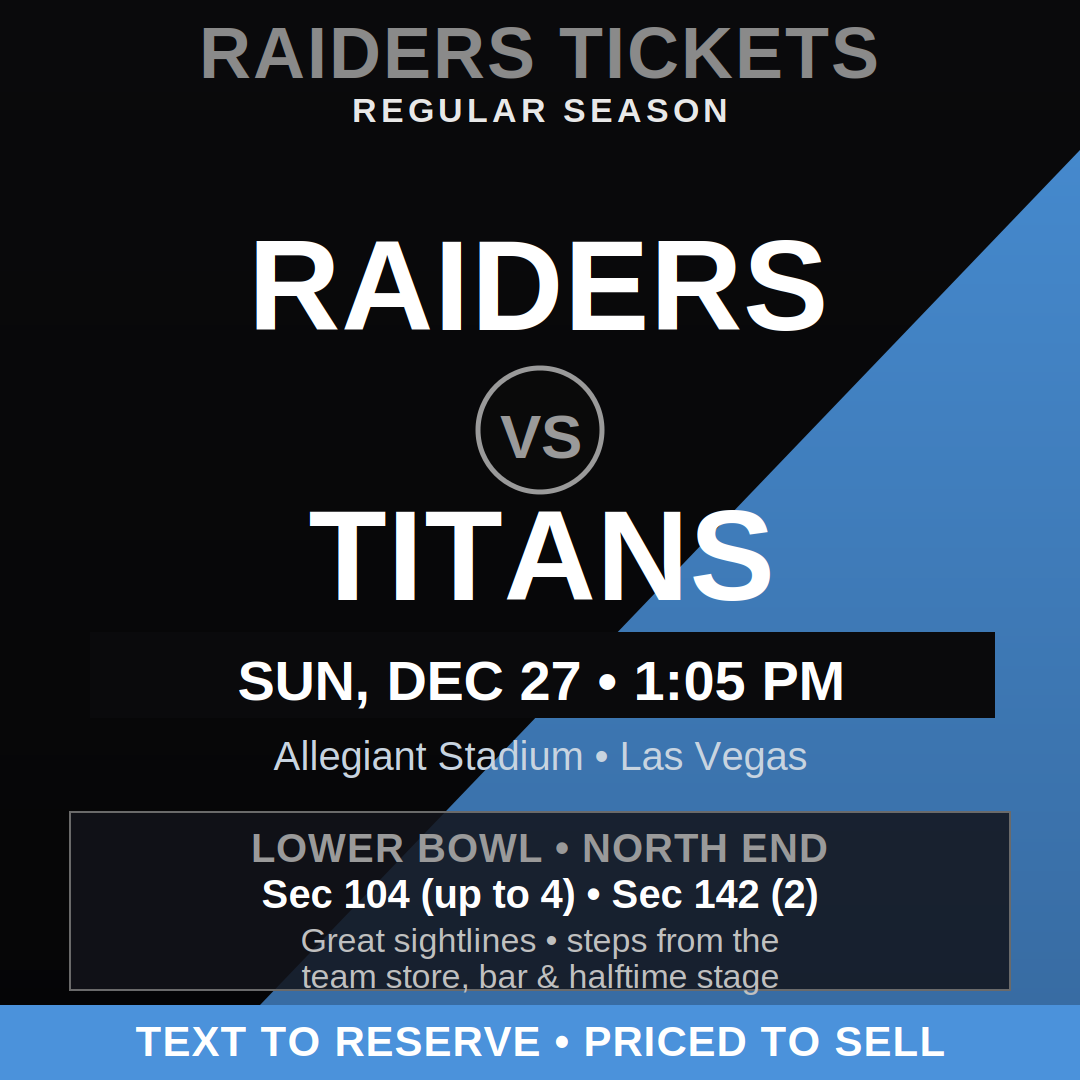 Raiders vs Titans — Lower Bowl, North End — Dec 27