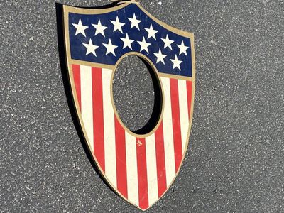Antique American Flag wooden picture frame. Vintage Americana