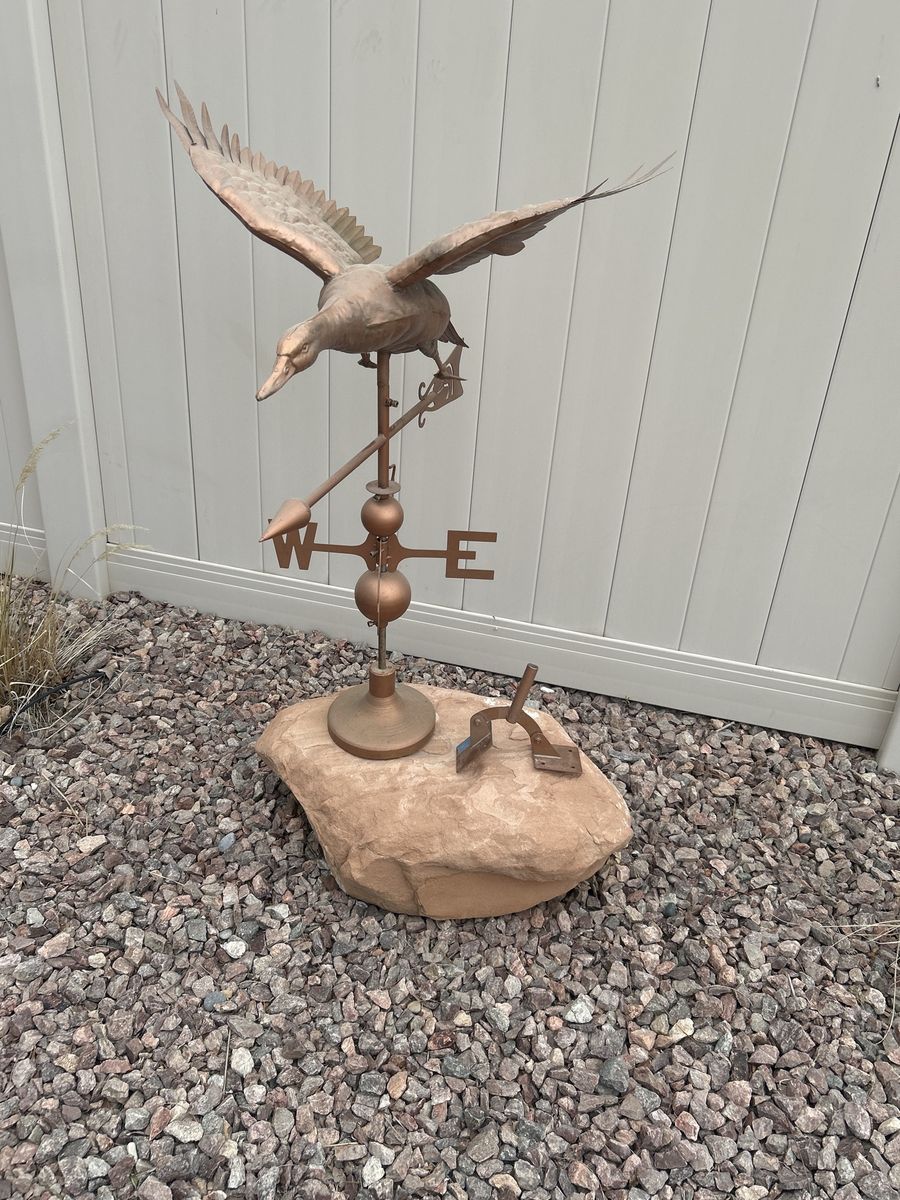Copper Finish Duck Weathervane with Directional Arrows & Mounting Base