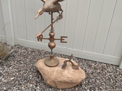 Copper Finish Duck Weathervane with Directional Arrows & Mounting Base
