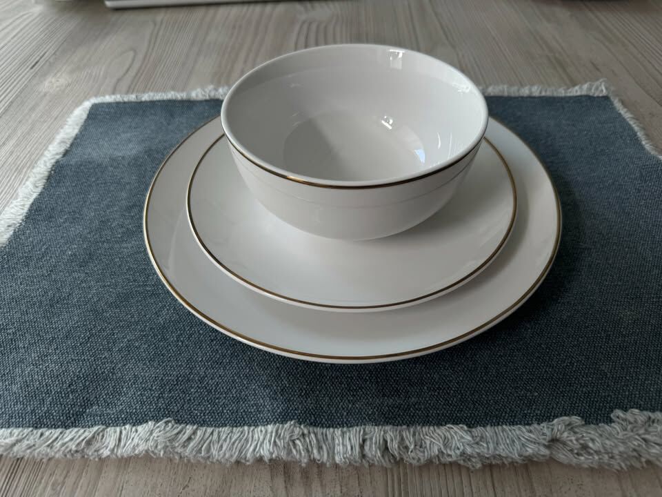 Target Threshold Gold Trimmed Dinnerware Plate and Bowl (12 Piece Set)