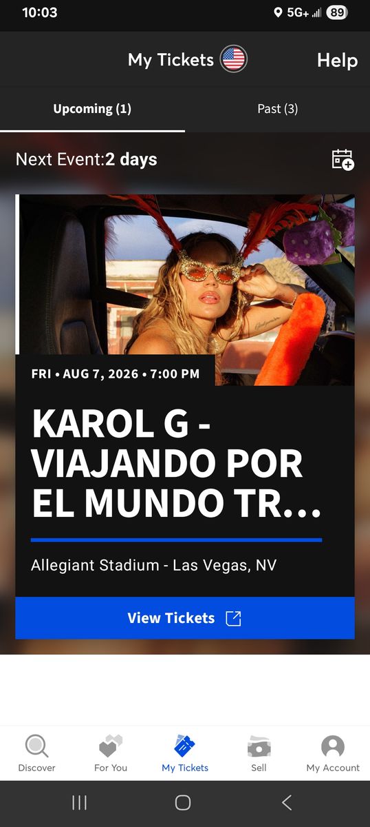 2 Tickets Karol G Las Vegas