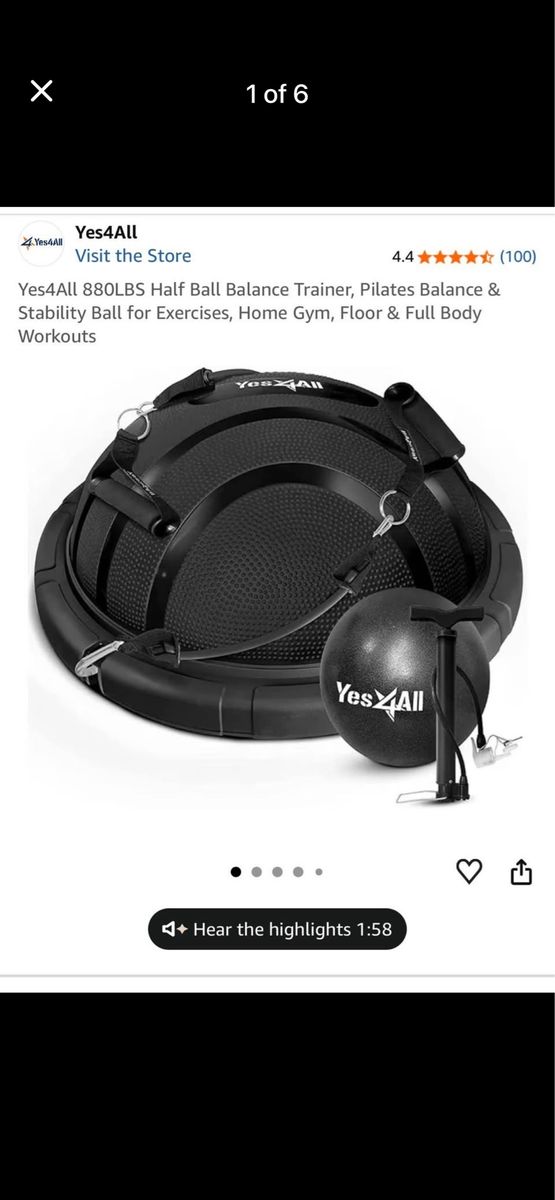 Yes4All 880LBS Half Ball Balance Trainer, Stability Ball for Exercises, Home Gym, & Full Body Workouts