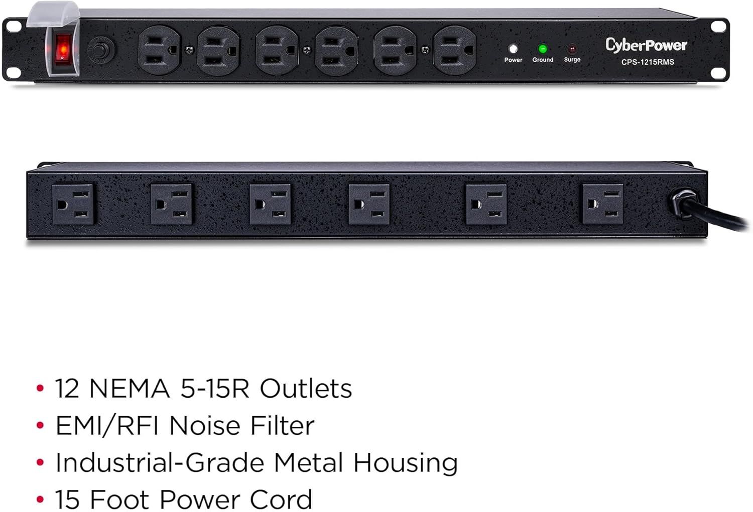 New 1U Server Surge Protector - 15ft cable, 12 outlets CPS1215RMS