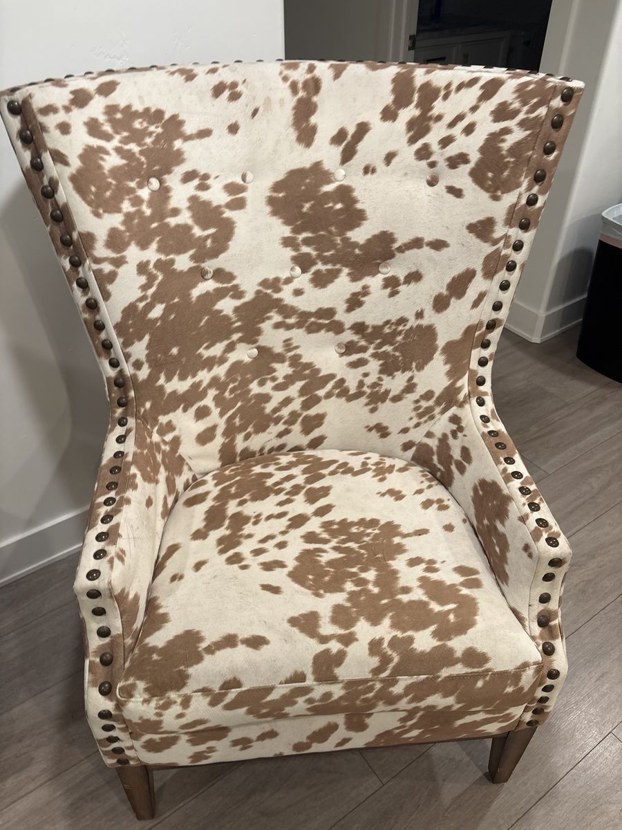 Cow Print Accent Chair with Nailhead Trim