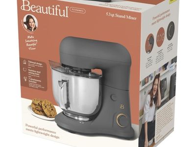 Beautiful by Drew Barrymore 5.3QT Tilt-Head Stand Mixer, 300W, 12-Speed, Grey