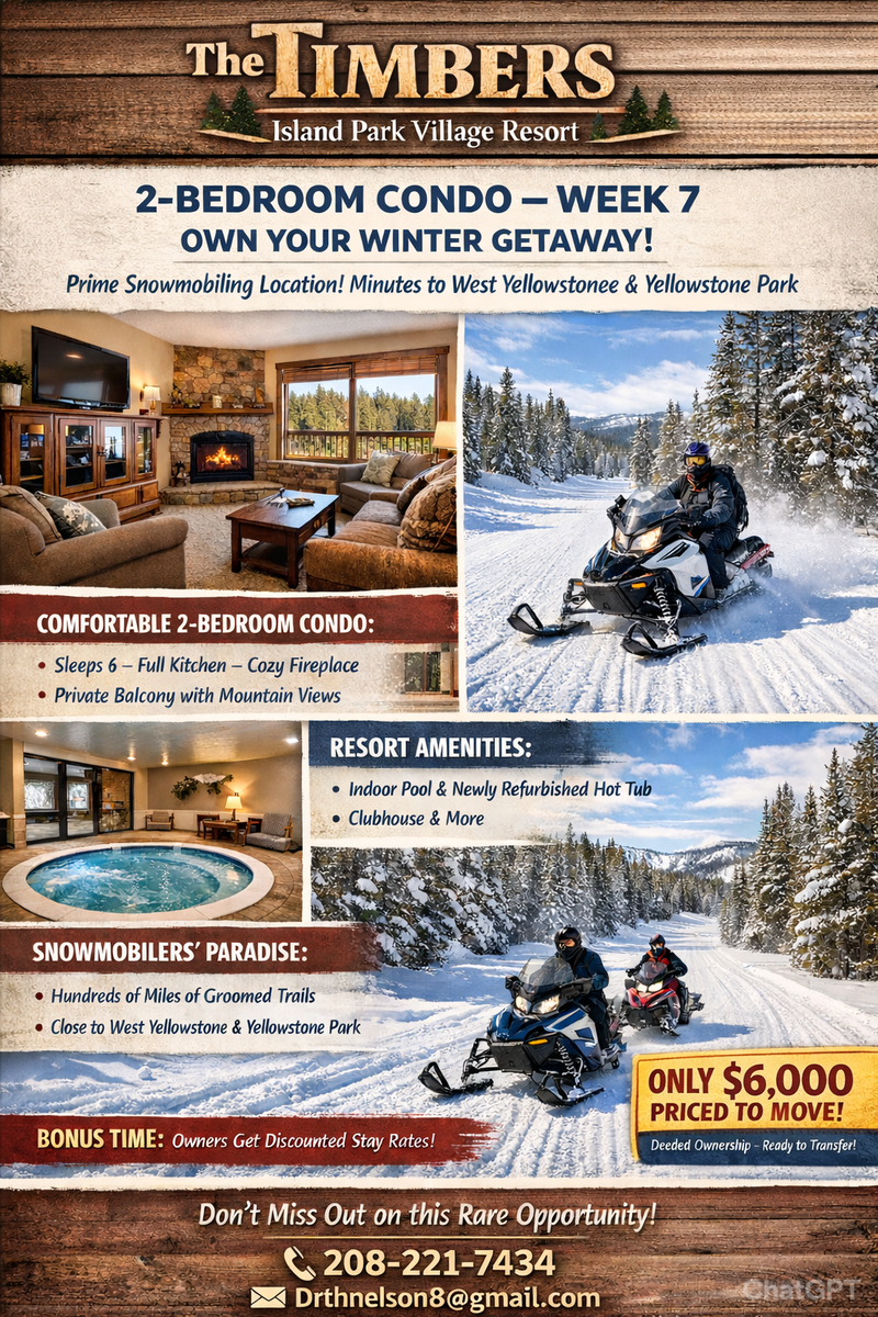 The Timbers at Island Park Village Resort – 2-Bedroom Condo (Week 7)