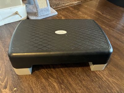 Unbranded Black Aerobic Step Platform Exercise Stepper with Grey Risers, Used