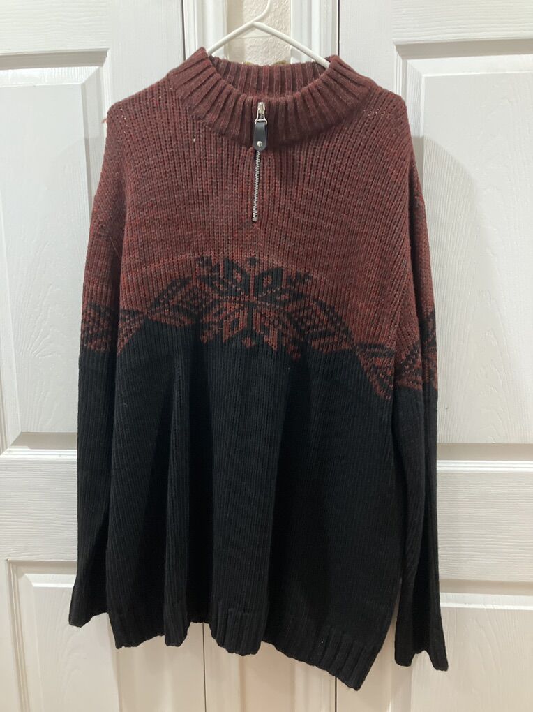 Maroon& Black Patern Italian Made Sweater