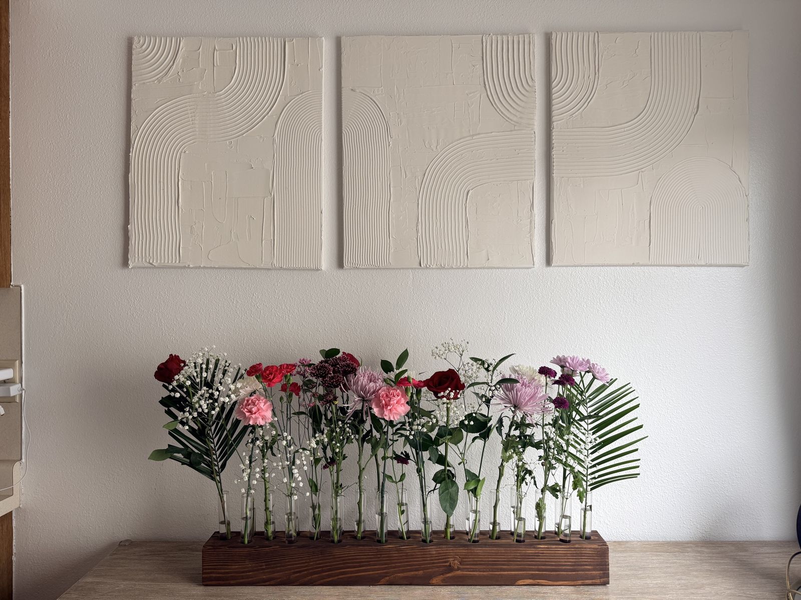 Modern Handmade Wood Floral Centerpiece / Candle Holder