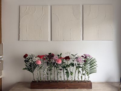 Modern Handmade Wood Floral Centerpiece / Candle Holder