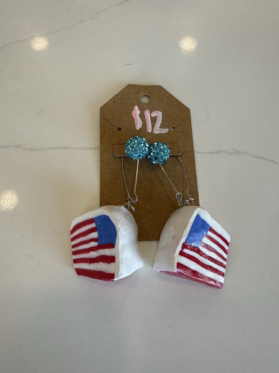 Homemade Craft Earrings - Patriotic