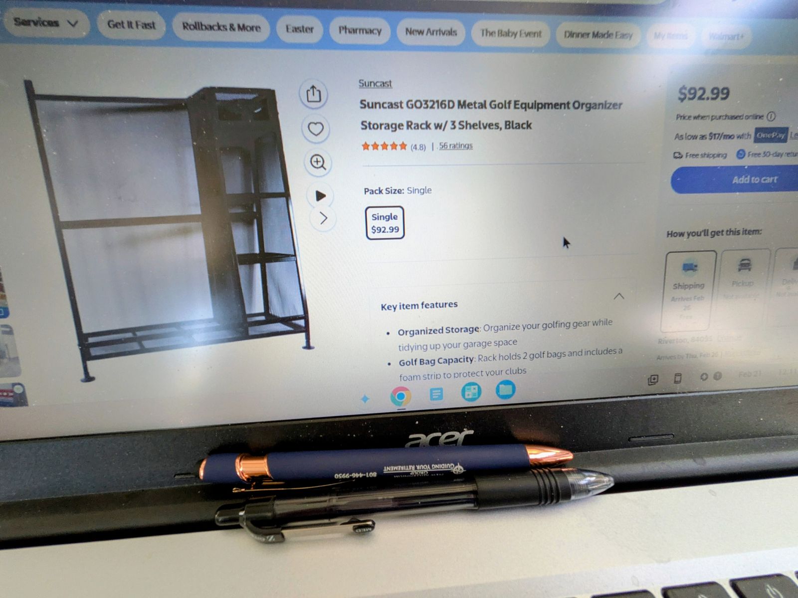 Suncast Metal Stand Golf Organizer