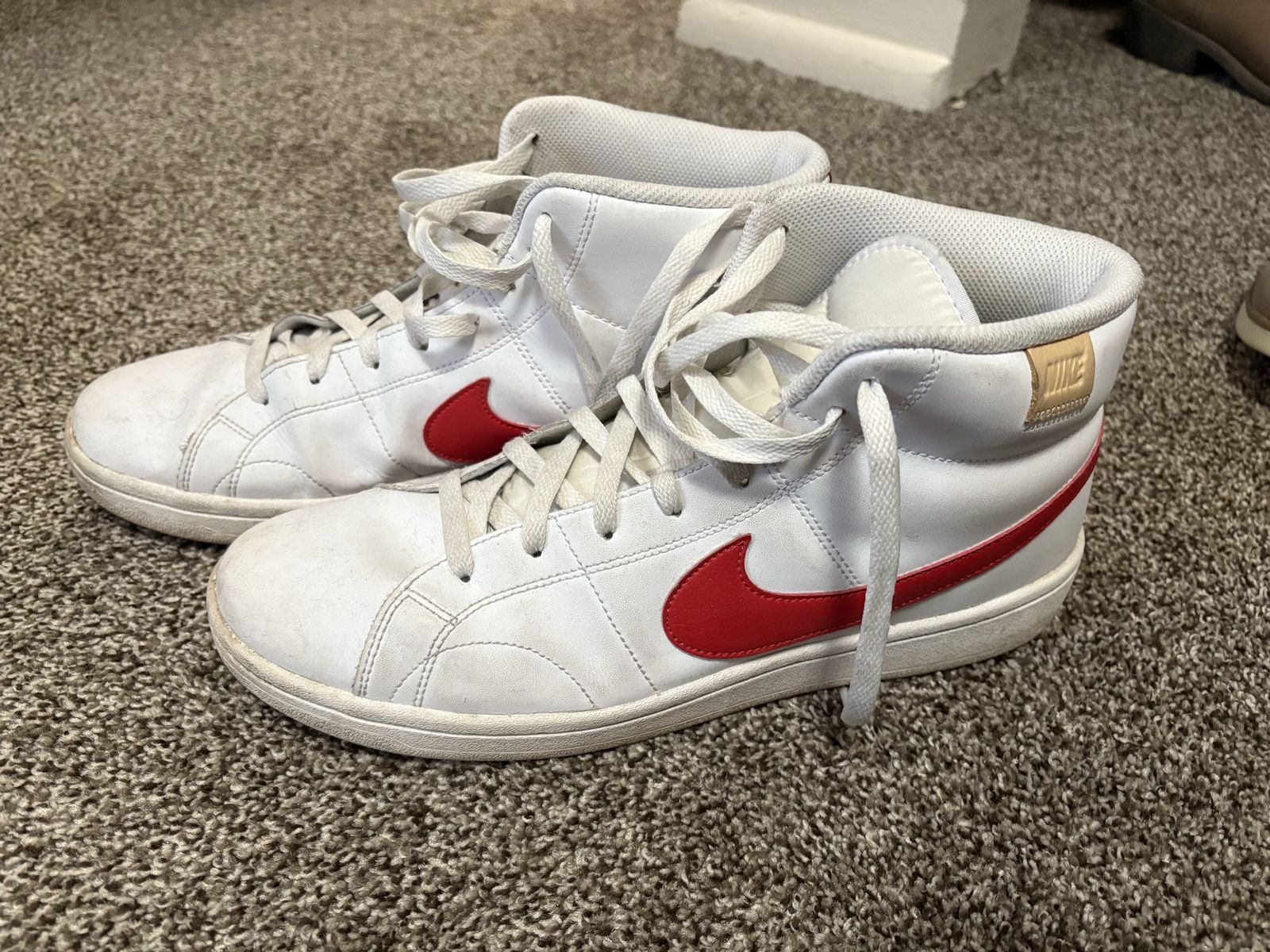 Nike Court Legacy Mid Top Sneakers White Red Men's Casual Shoes Size 11.5