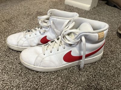 Nike Court Legacy Mid Top Sneakers White Red Men's Casual Shoes Size 11.5