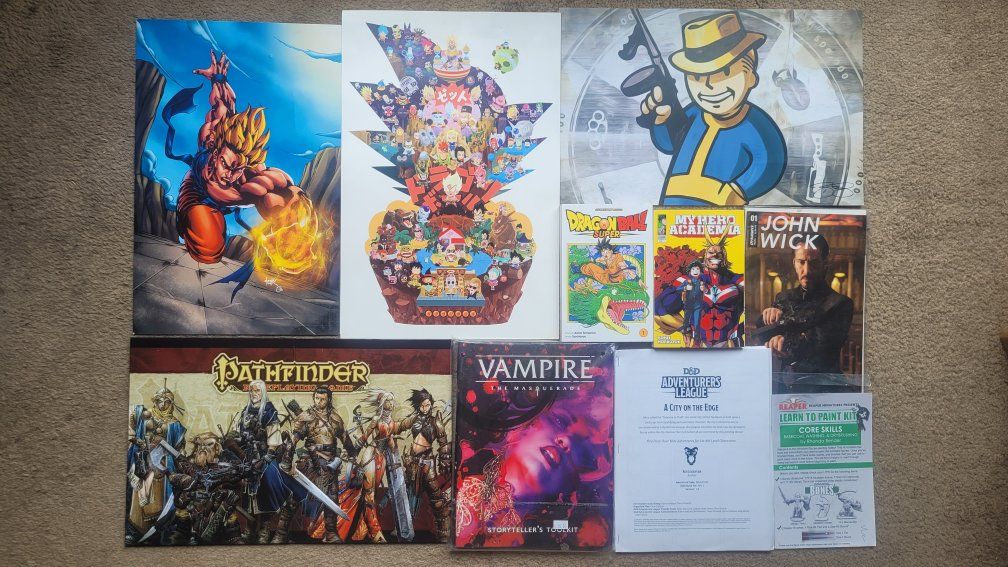 Dragon Ball Art Prints Lot and D&D Adventurers League Module
