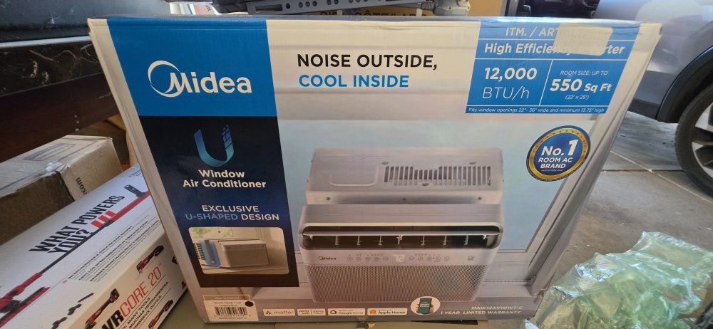 Midea 12,000 BTU U-Shaped Window Air Conditioner - High Efficiency, 550 Sq Ft