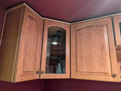 Light Brown Wood Kitchen Cabinets & Drawers with Sink & Faucet - Various Sizes