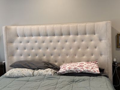 Upholstered king bed frame white