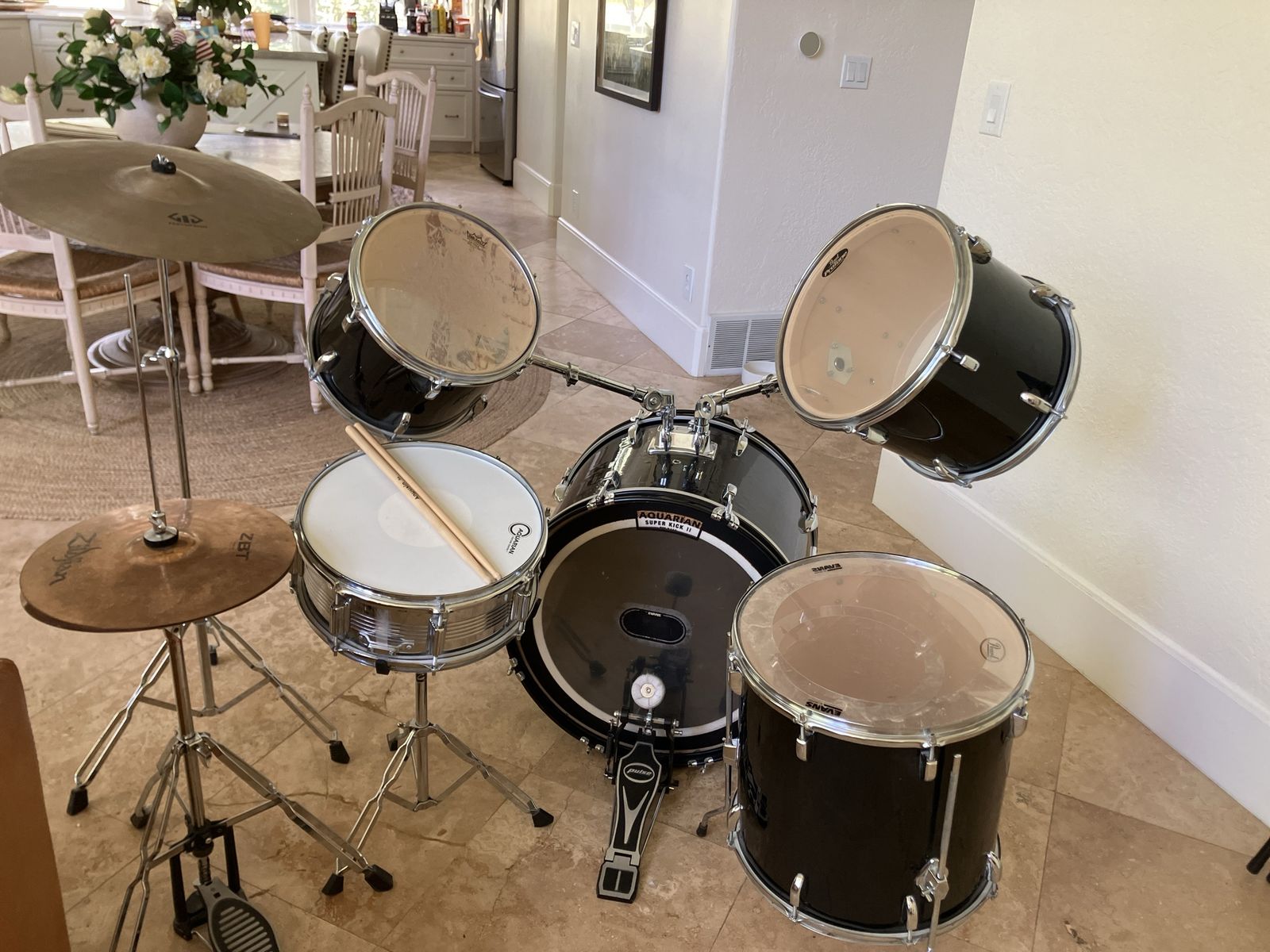 Used Pulse Drum Kit with Zildjian Cymbals, Hi-Hat, Snare, Bass Drum, and Toms