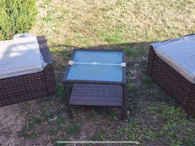 New Suncrown Wicker Patio Furniture Pieces (Box 1 of 2 with Hardware) Ottomans and Table