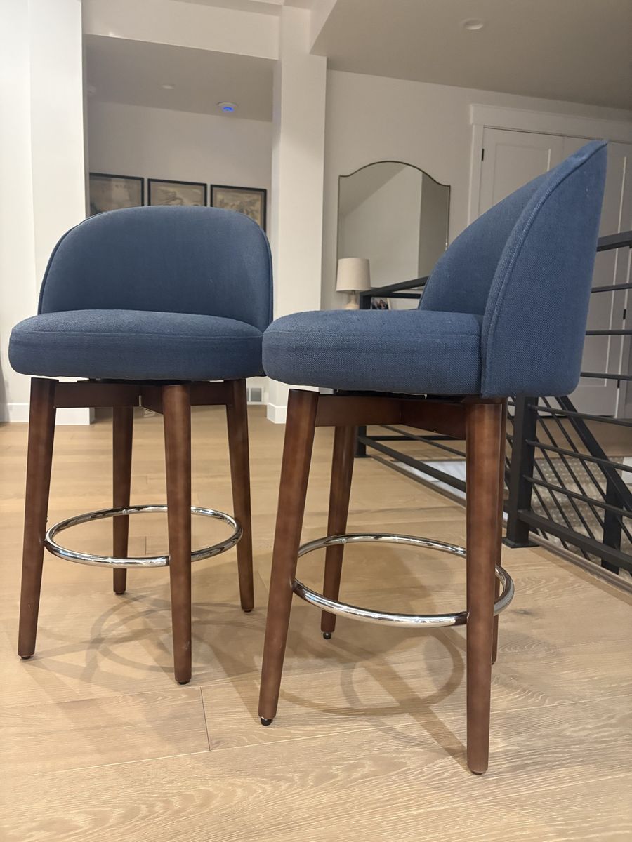 Blue Fabric Bar Stool