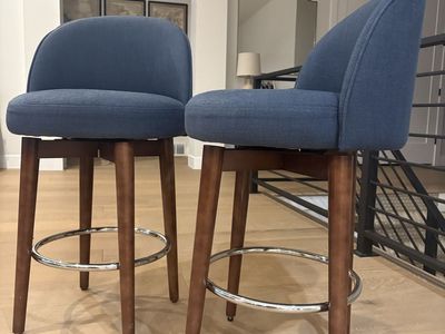 Blue Fabric Bar Stool