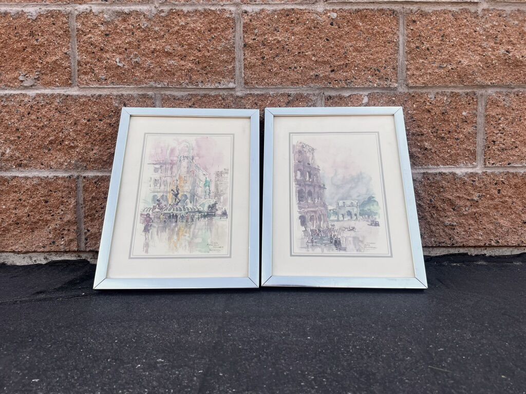 Modern Watercolors Jan Korthals Italy Roma Framed