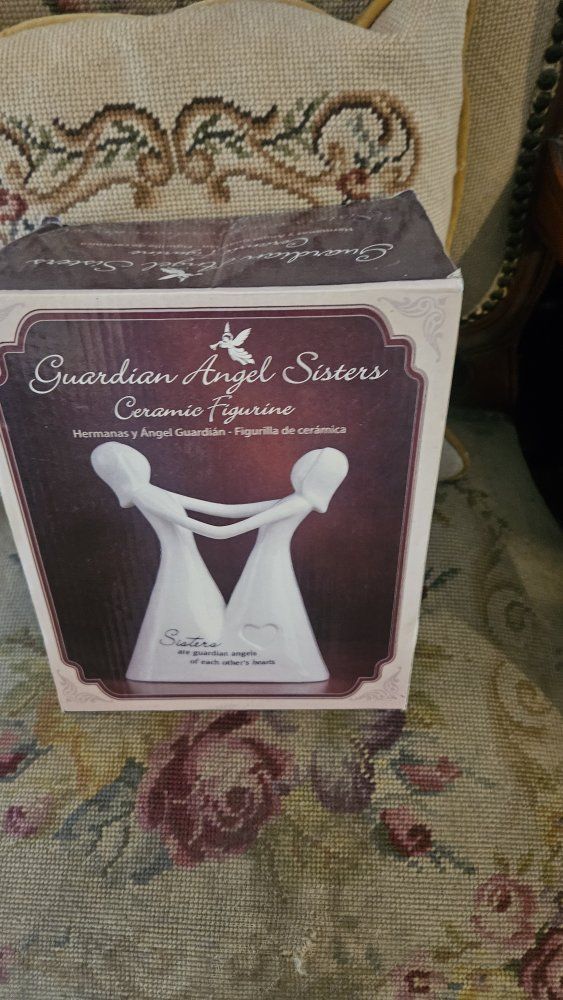 Guardian Angel Sisters Ceramic Figurine - "Sisters are Guardian Angels"