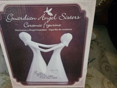 Guardian Angel Sisters Ceramic Figurine - "Sisters are Guardian Angels"