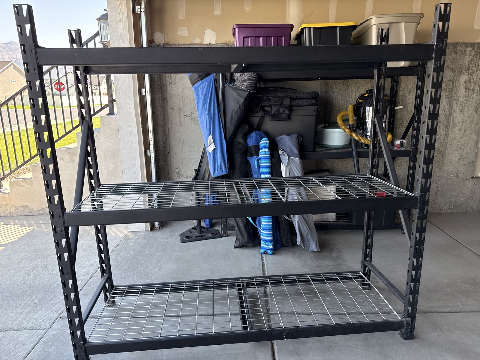 Heavy Duty Black Metal Garage Storage Shelving Units - 2 shelves