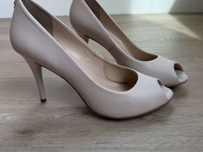 Jorge Bischoff Nude Peep Toe Stiletto Heels Pumps Size 40