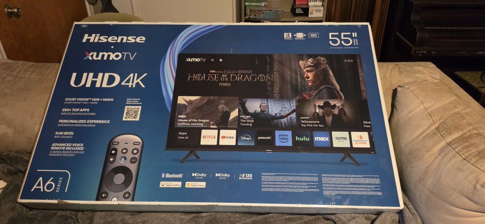 Hisense 55-inch A6 Series UHD 4K Smart Xumo TV in Box
