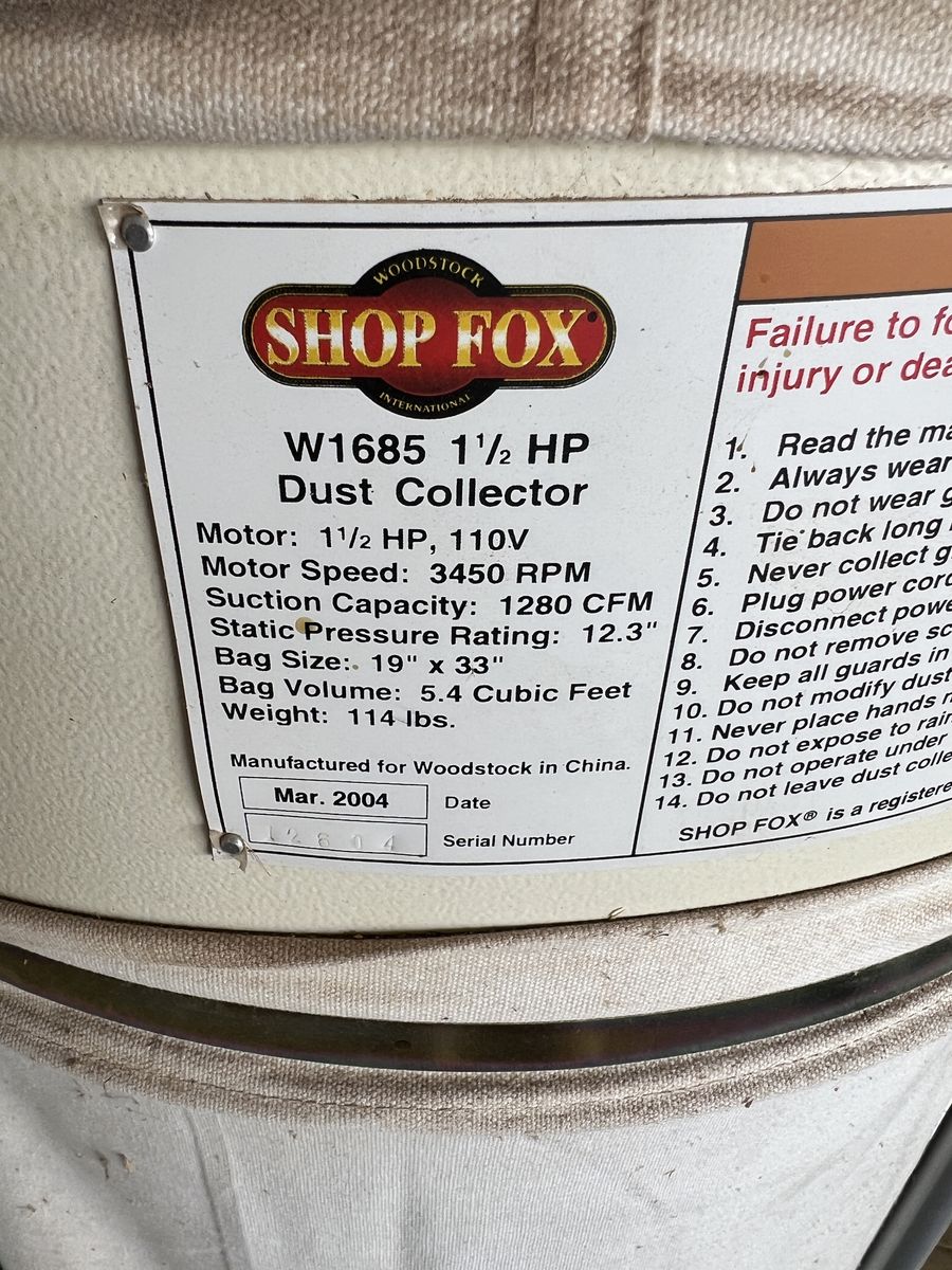 Shop Fox W1685 1½ HP Dust Collector – Woodworking